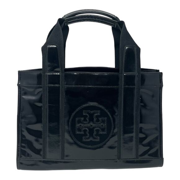 Tory Burch Handbags - Tory Burch Black PVC and Canvas Tote Bag with Enamel Logo